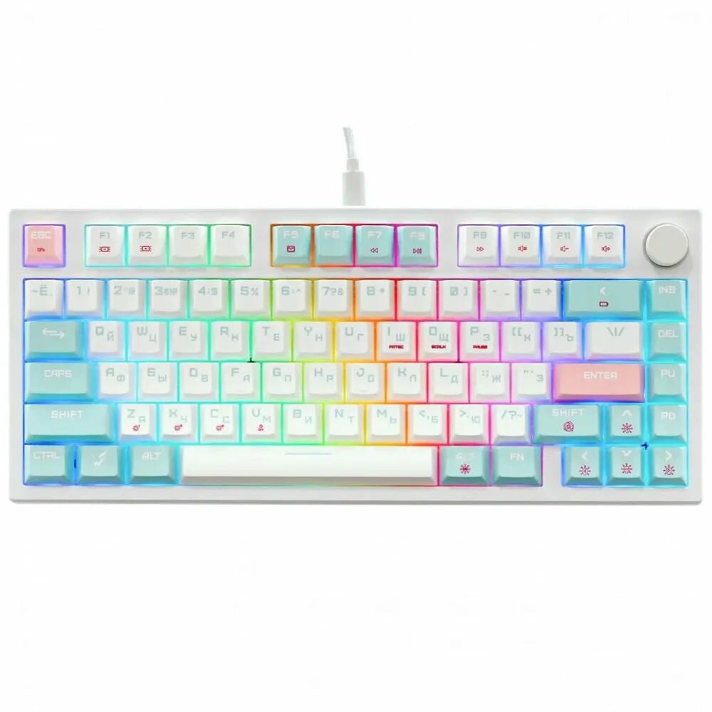 Игровая механическая клавиатура ARDOR GAMING Warlock, Gateron Yellow, 80 клавиш, RGB, Bluetooth, белая.