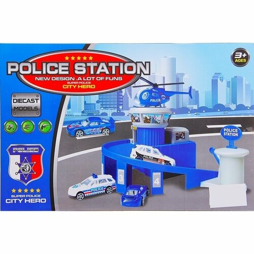 Парковка Полицейская станция + 2 металлические машины машины dickie полицейская станция 3 машины