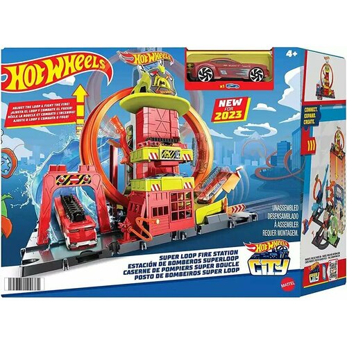 original hot wheels® rotating wheel adventure racing set gjm77 Набор игровой Hot Wheels Сити Пожарная станция HKX41