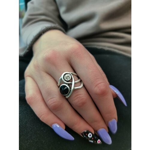 Кольцо, серебряный, серый