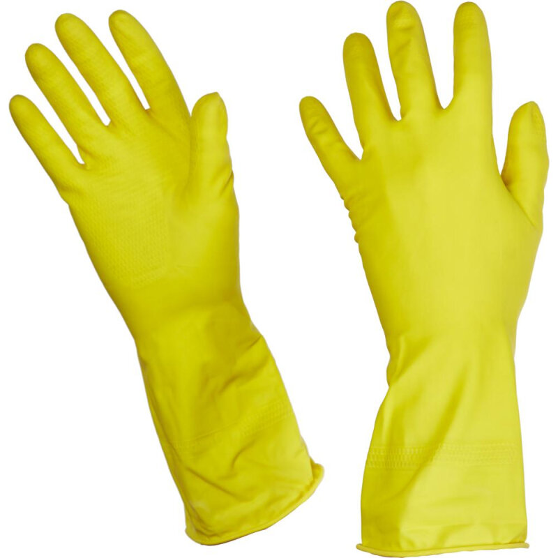 Перчатки резиновые PACLAN Practi латекс хлопковое напыление желтые р-р L