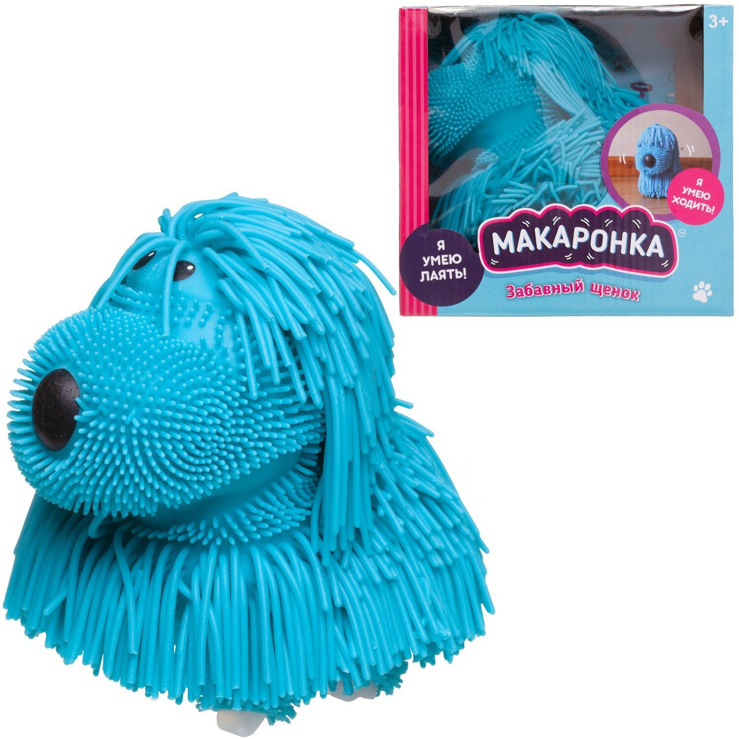 Интерактивная игрушка ABtoys "Макаронка", голубая собака, ходит, музыкальные эффекты