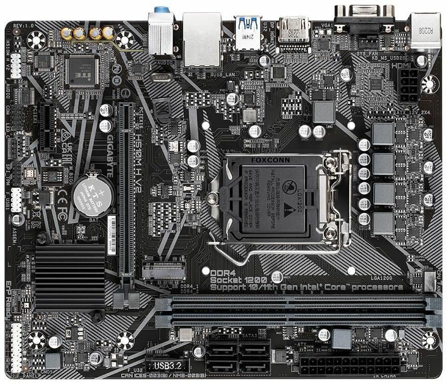 Материнская плата GIGABYTE H510M H V2, LGA 1200, Intel H470, mATX, Ret