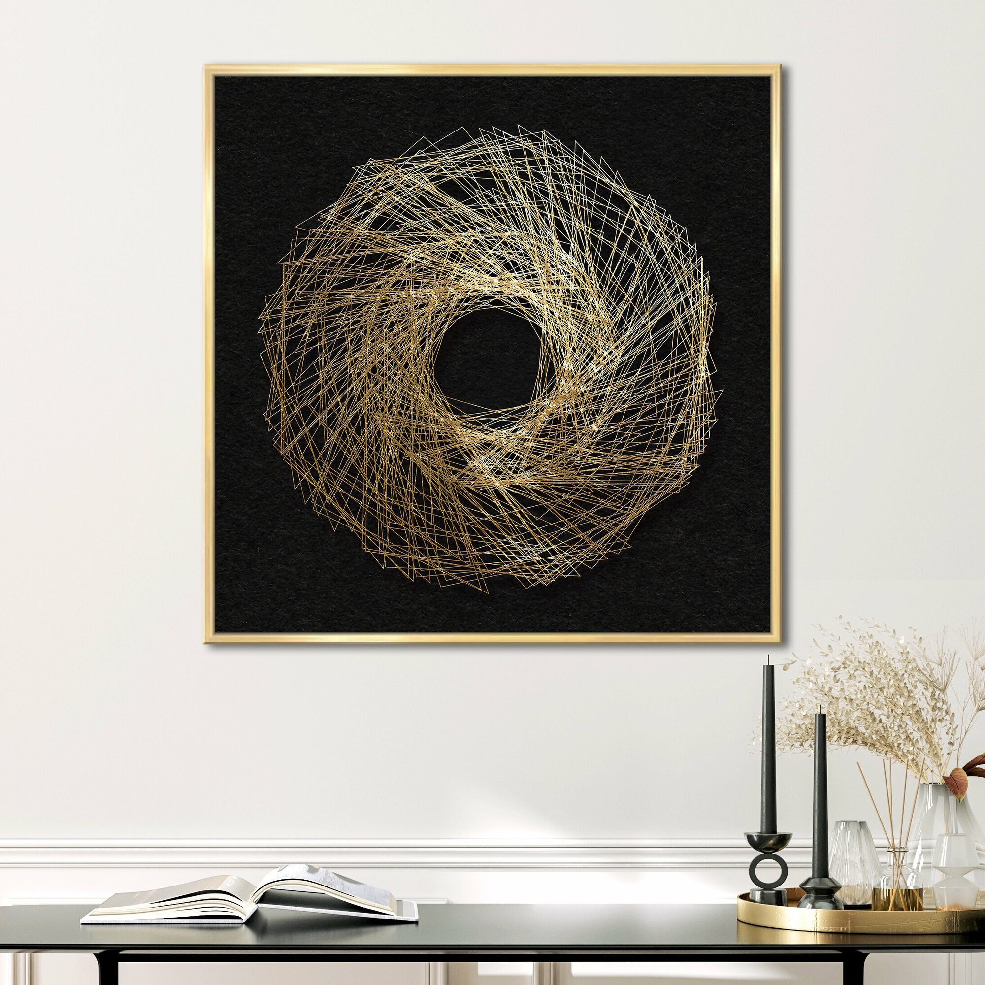 Картина на стену абстракция  53х53 см  для интерьера на бумажном холсте  в раме   Геометрия вращения   Графис
