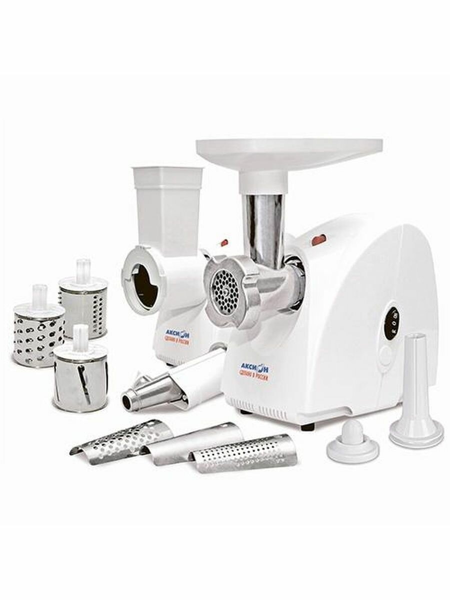 фото Эл. мясорубка "аксион" М31.02 (пр-во Россия), 1500Вт, реверс, шнек. соковыжималка, овощерезка