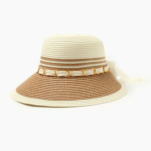 шляпа minaku размер 58 коричневый бежевый Шляпа Minaku, размер 58, коричневый, бежевый