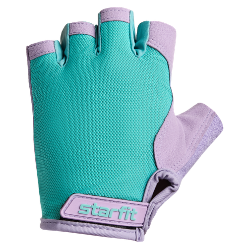 фото Перчатки для фитнеса starfit wg-105, с гелевыми вставками, мятный/лиловый размер xs