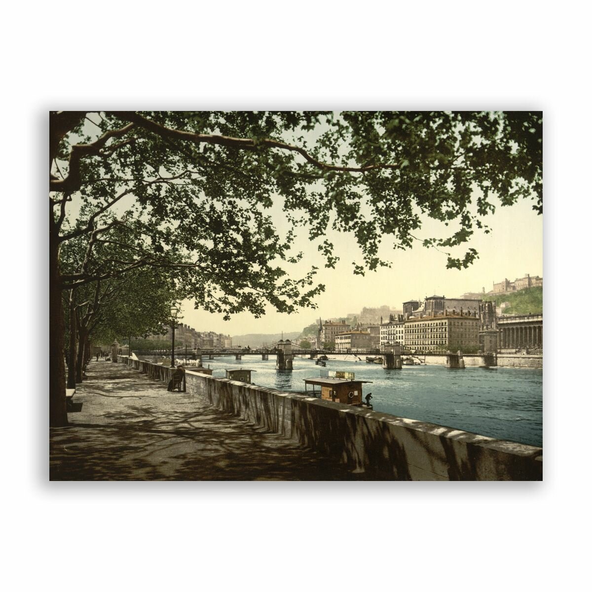 Постер, плакат на бумаге / The quay of the Saone, Lyons, France / Размер 80 x 106 см