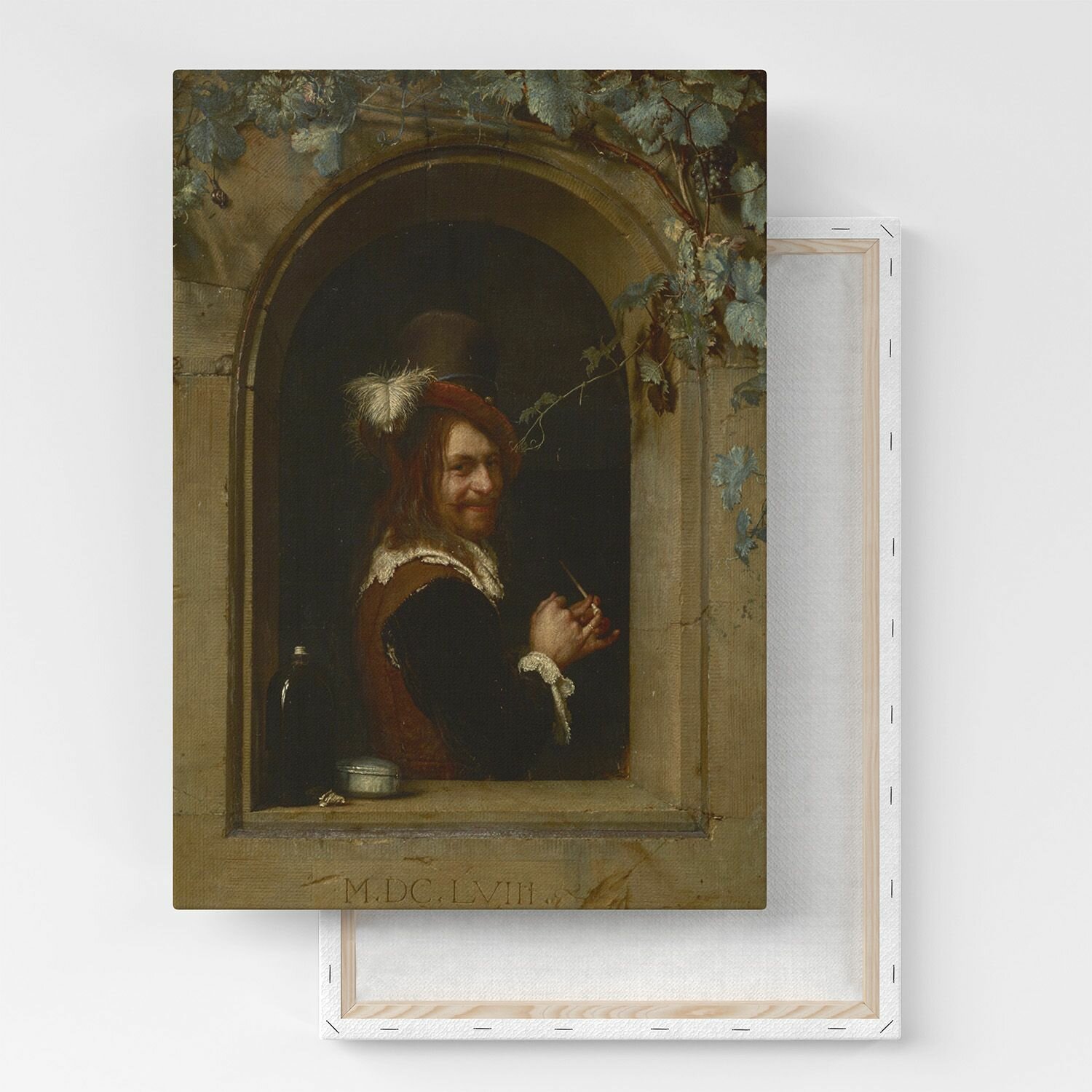 Картина на холсте, репродукция / Ван Мирис, Франс - Man with pipe at the Window / Размер 80 x 106 см