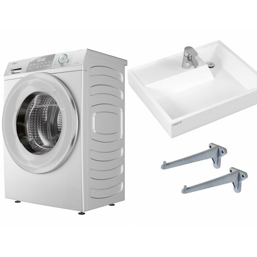 Стиральная машина с паром Haier HW60-BP10929B с раковиной Юпитер 50 над стиральной машиной 5020000₽