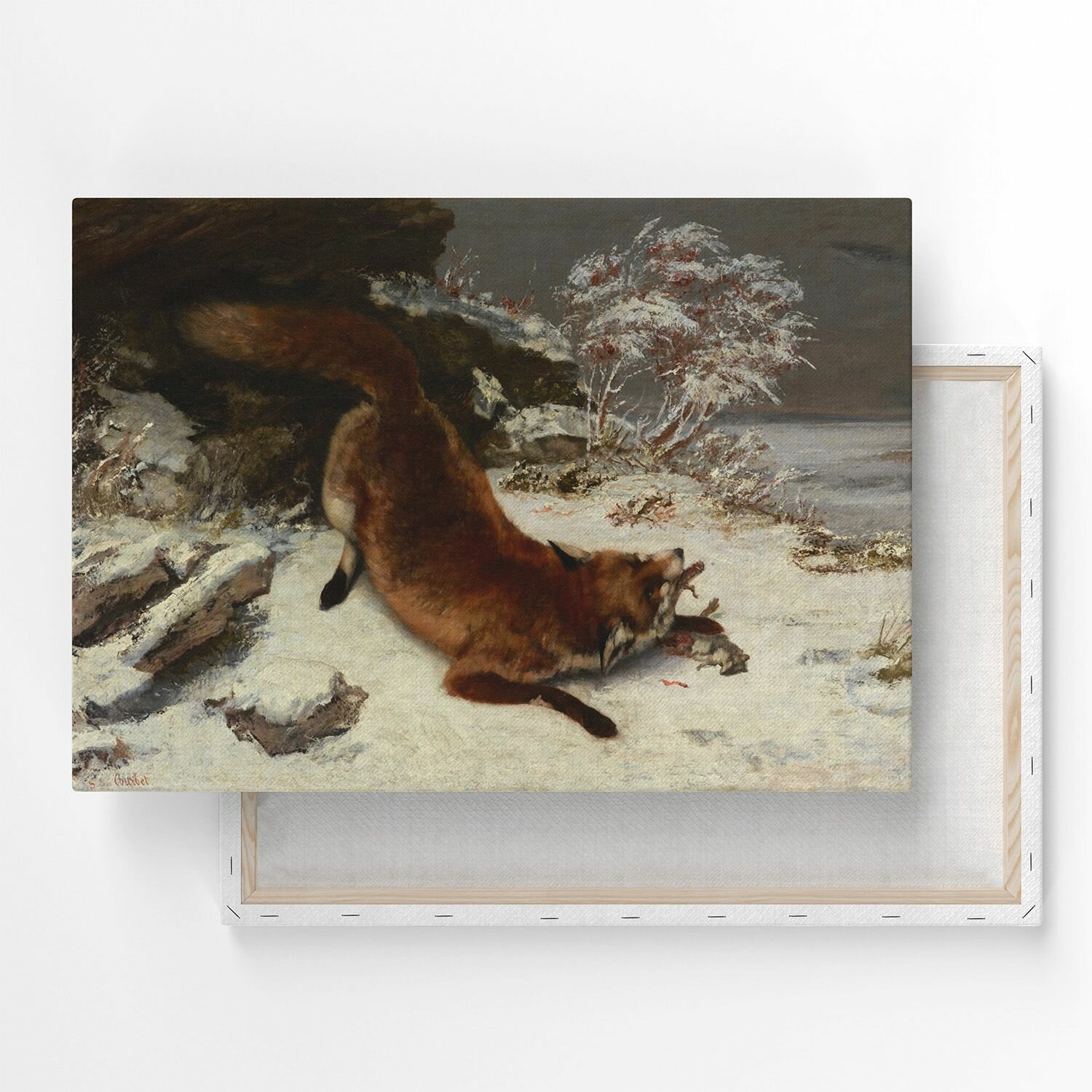 Картина на холсте, репродукция / Гюстав Курбе - Fox in the Snow / Размер 30 x 40 см