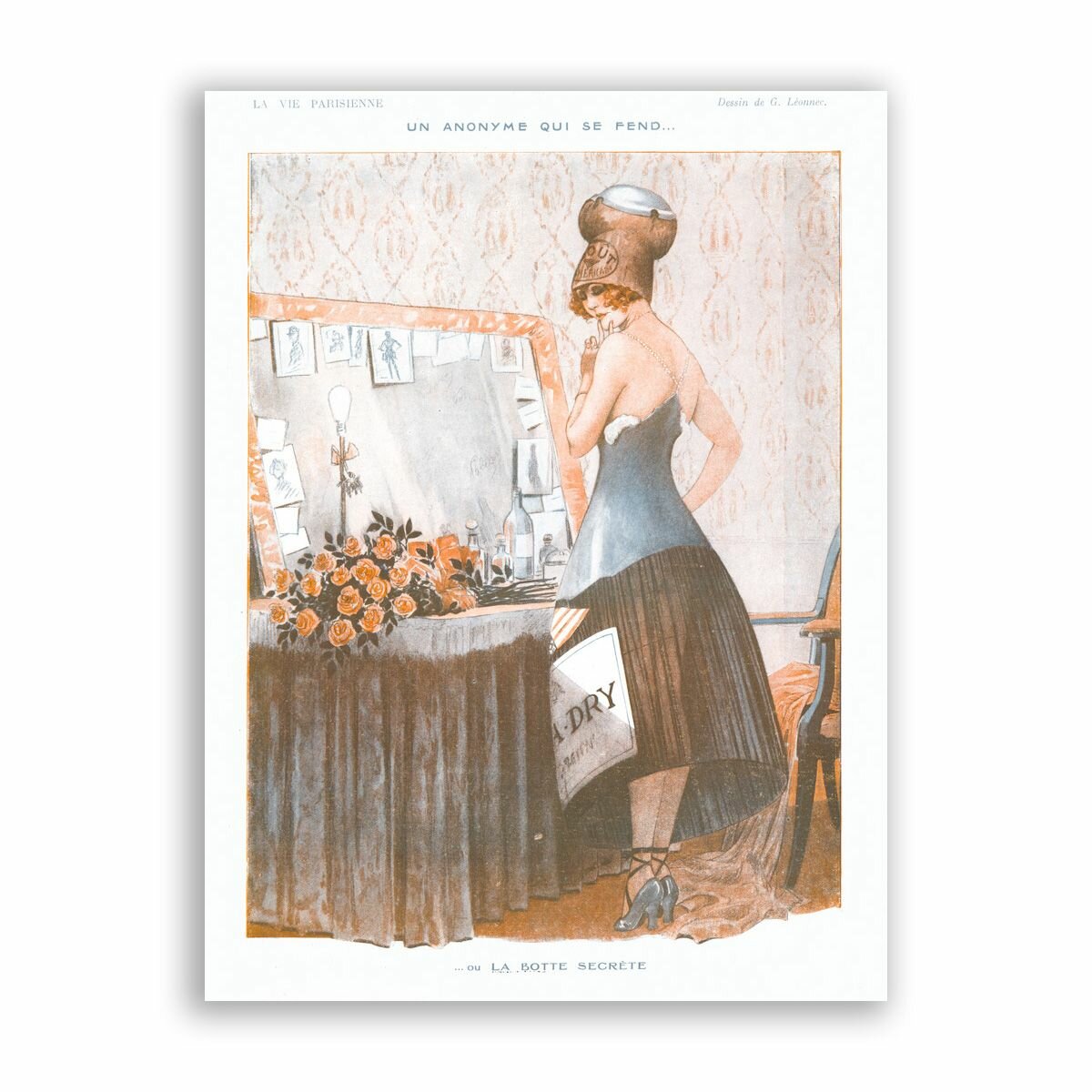 Постер на бумаге в стиле Пин-ап / La Vie Parisienne - Un Anonyme Qui Se Fend / Размер 30 x 40 см