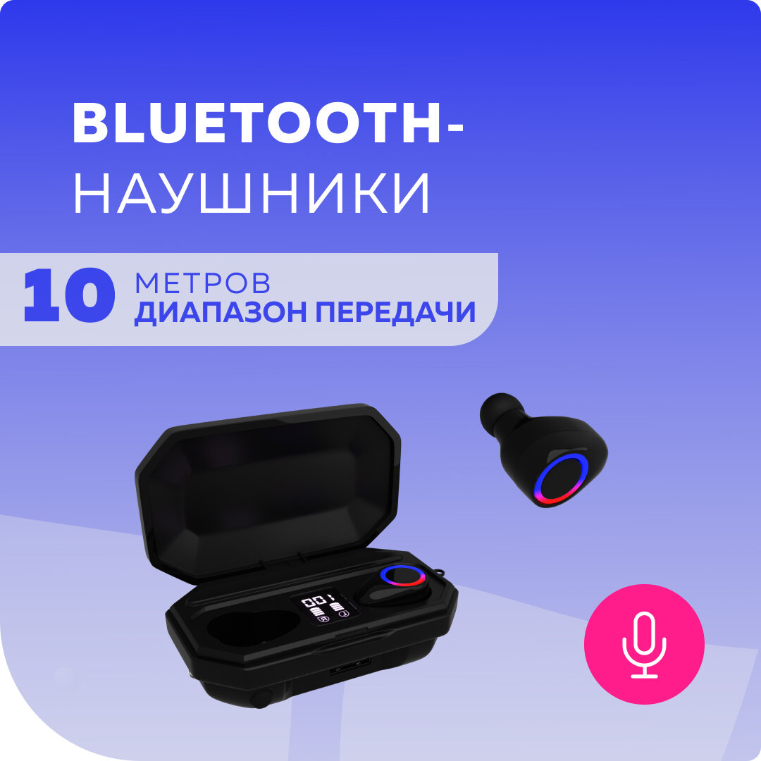 Bluetooth-наушники беспроводные Smart вакуумные функция Power Bank и фонарик More choice BW25S TWS Black