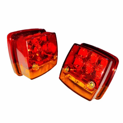 Габариты светодиодные влагозащищенные 84х84мм стоп+поворот 12-24в, пара