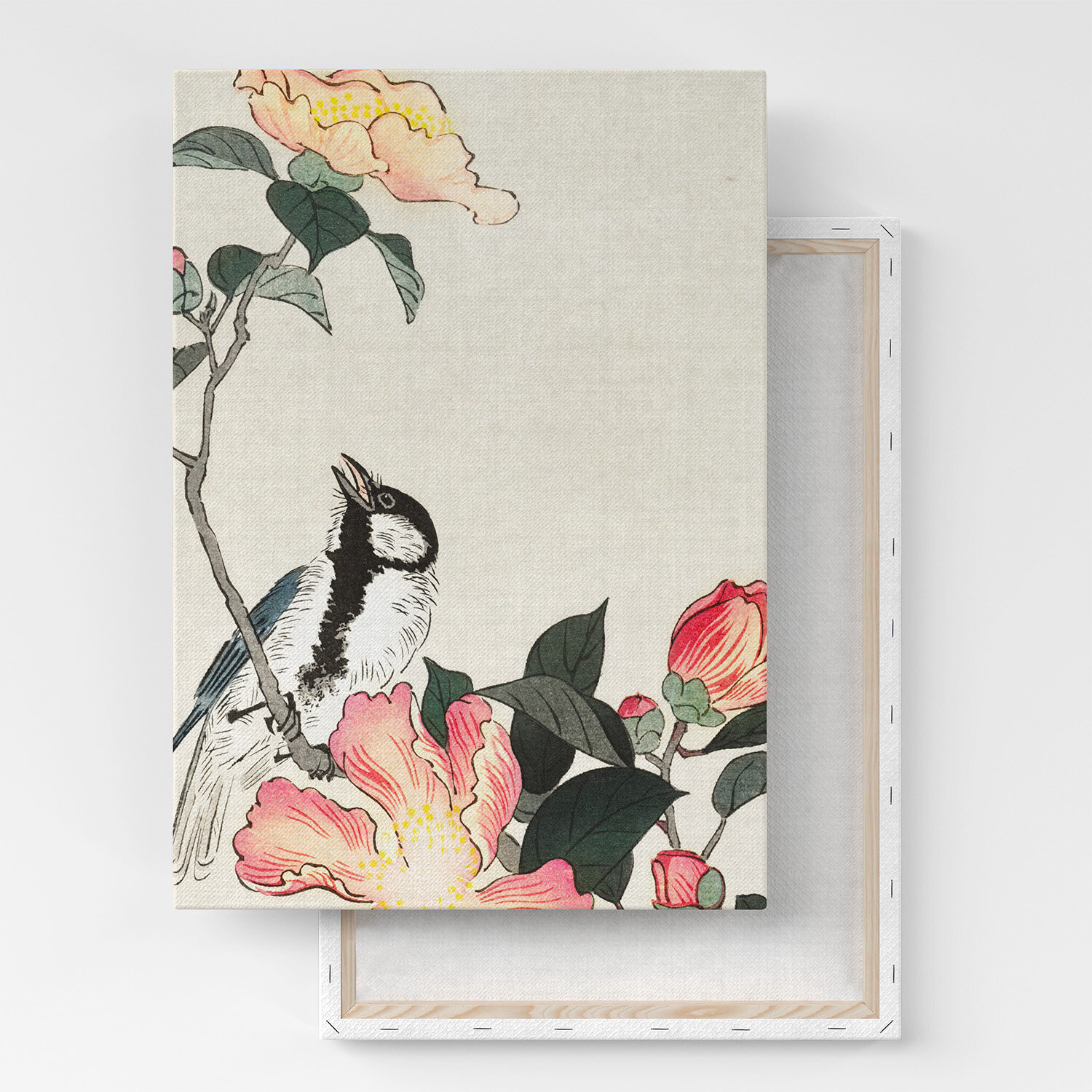 Картина на холсте, репродукция / Косон Охара - Great tit on branch / Размер 80 x 106 см
