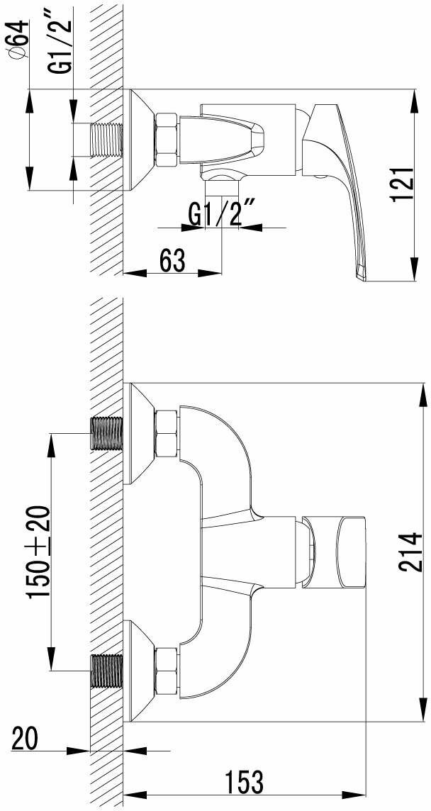 Смеситель Lemark Plus Shape LM1703C для душа