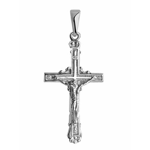 Крестик Крест серебряный из родированного серебра, серебро, 925 проба, родирование