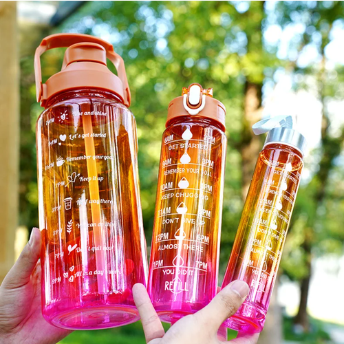 фото Набор спортивных бутылок с разметкой (2000 мл, 750 мл, 300 мл) оранжевый протеос