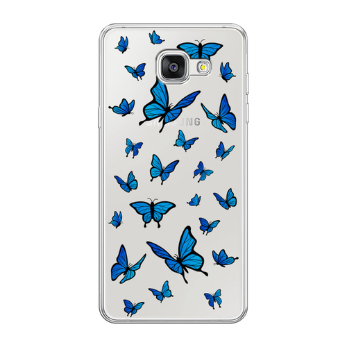 Силиконовый чехол на Samsung Galaxy A5 2016 / Самсунг Галакси A5 2016 Синие бабочки, прозрачный силиконовый чехол на samsung galaxy a5 2016 самсунг галакси a5 2016 сочные булочки прозрачный