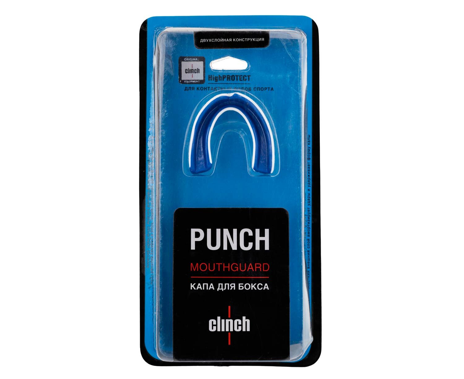 Капа одночелюстная Clinch Punch Double Layer Mouthguard бело-синяя (размер Senior)