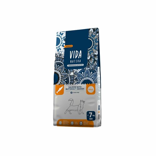 Корм Vida Nativa для взрослых кошек с лососем и тыквой 7 кг