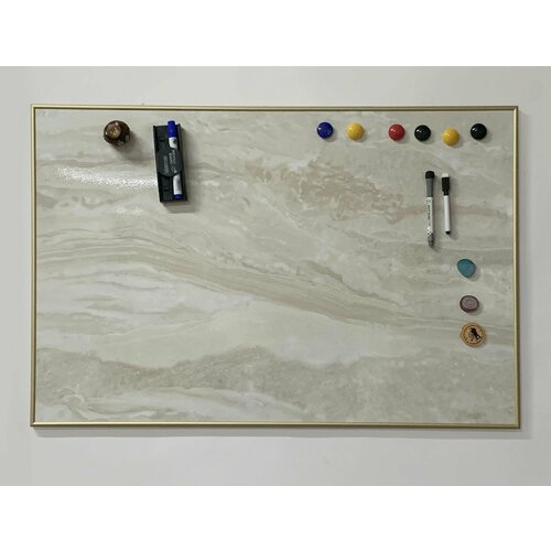 Доска для маркеров АртБорд Marmo Crema настенная полимерная для записей планирования хранения магнитов с горизонтальным и вертикальным креплением 90х60 см 8100₽