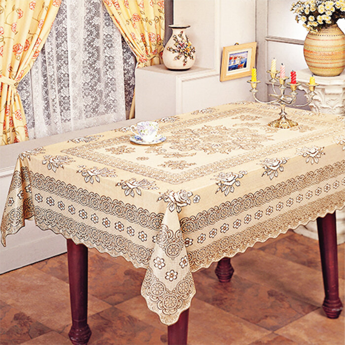 фото Скатерть на стол Home Decor ПВХ 100% 137х180см бежевый цвет HD.01.2040