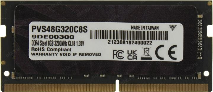 Оперативная память Patriot Steel Series DDR4 - 8Gb, 3200 МГц, SO-DIMM, CL22 (pvs48g320c8s) - фото №7