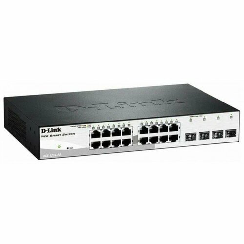 D-Link DGS-1210-20FL2A Управляемый L2 коммутатор с 16 портами 101001000Base-T и 4 комбо-портами 1001000Base-TSFP 1690400₽