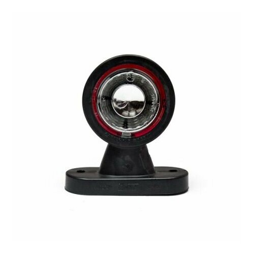 Фонарь габаритный плоский рассеиватель LED красный-прозрачный (солнышко) кронштейн 90мм, 12В/24В