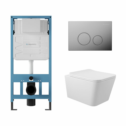 Комплект Aqueduto TECNICA Система инсталляции для подвесного унитаза CIRCULO Панель смыва хром MACIO Унитаз подвесной 520370 безободковый сиденье с микролифтом 39820₽