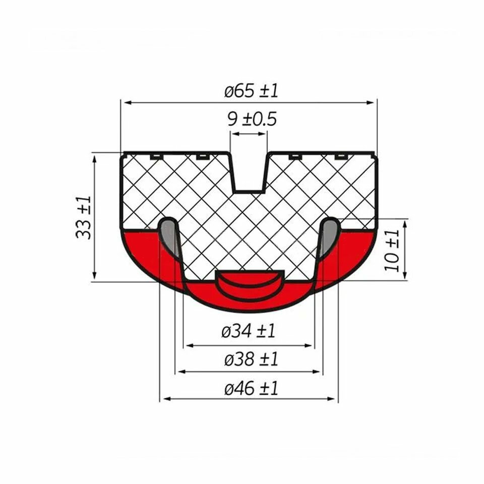 Накладка резиновая с пазом для подкатного домкрата d38 h33 1049S