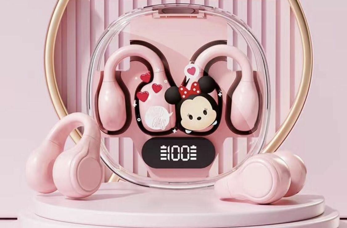 Наушники Дисней беспроводная Bluetooth гарнитура Disney, Минни розовые