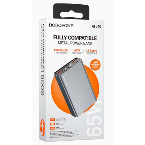 Powerbank Borofone BJ40 15000mAh 2USB1C 225W65W черный 534000₽