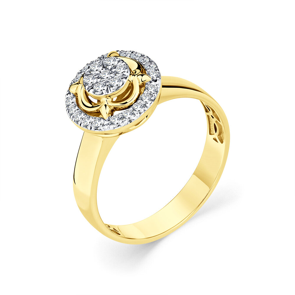 Кольцо Master Brilliant, желтое, комбинированное, белое золото, 585 проба, бриллиант