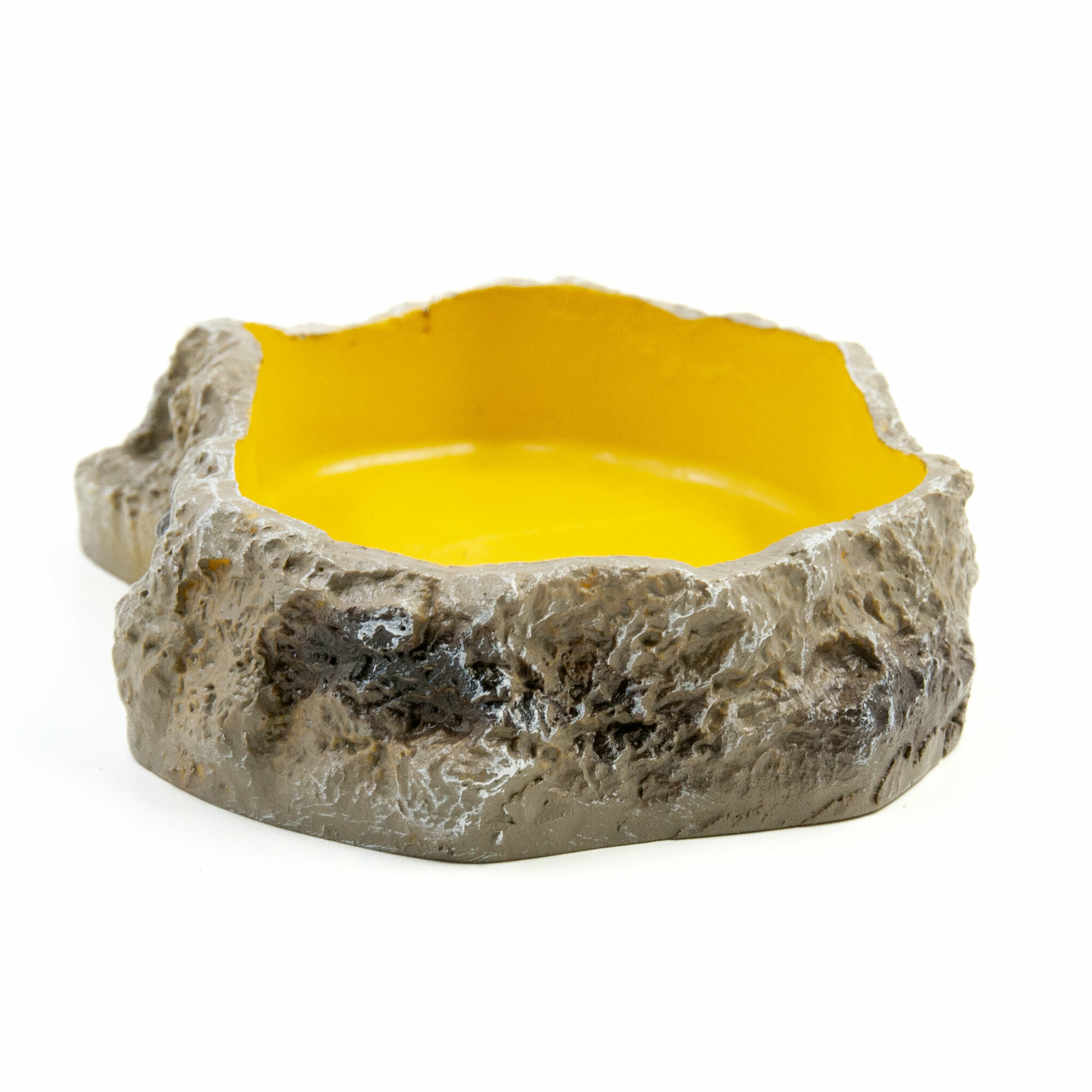 Поилка-кормушка для рептилий MCLANZOO "Bowls" камень/желтая, 13.3х8.5х3см