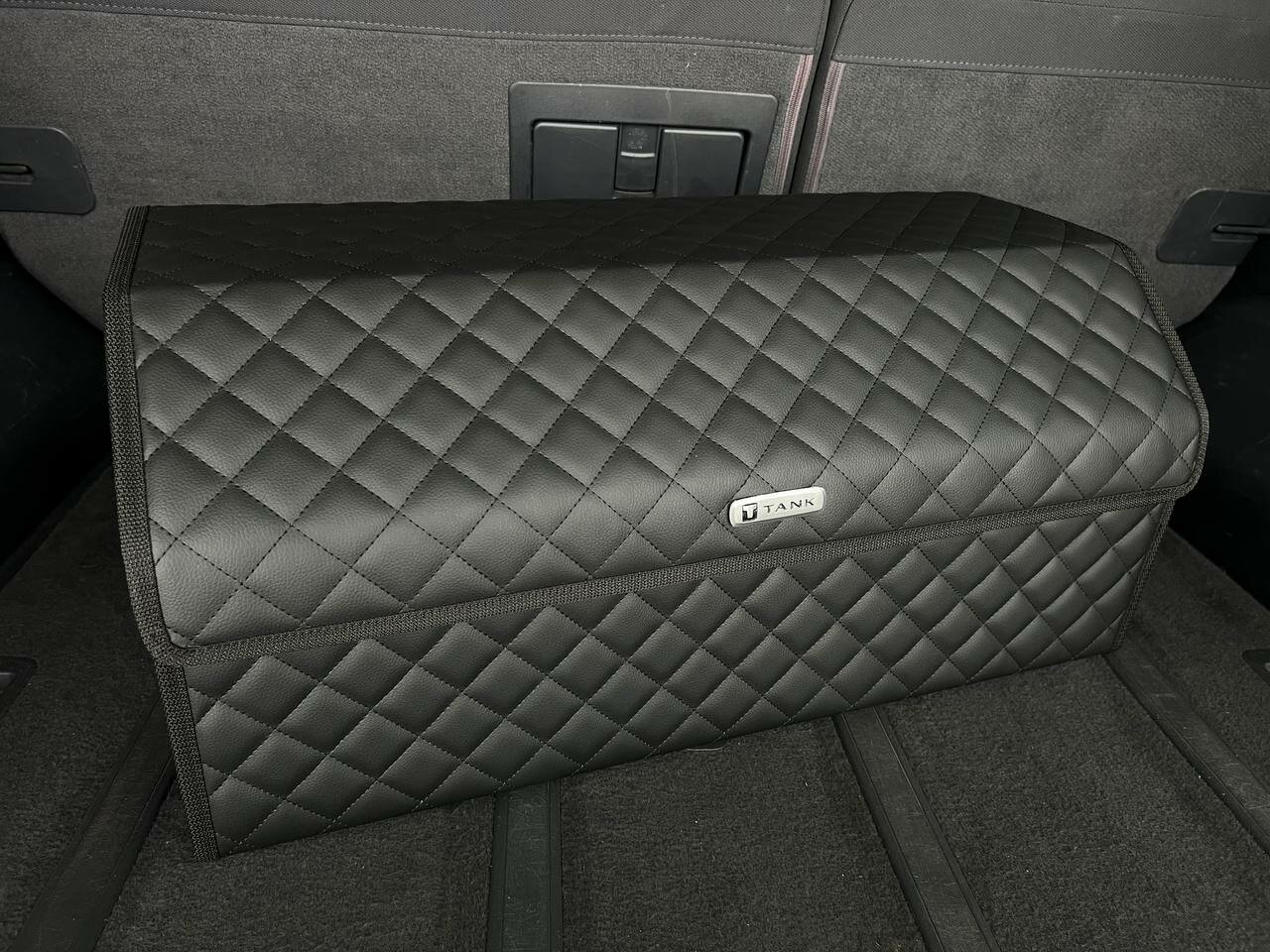 Органайзер для багажника TANK / танк / Кофр 70х30х30, сумка, саквояж, ящик, черный с черной отстрочкой