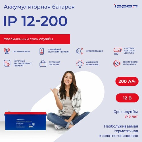 Батарея для ИБП Ippon IP12-200 12В 200Ач батарея для ибп ippon ip12 9 12в 9ач 669058 ip12 9 12в 800012