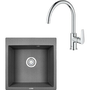 Кухонная мойка и смеситель Granula GR-5102 графит, Grohe BauEdge 31367001