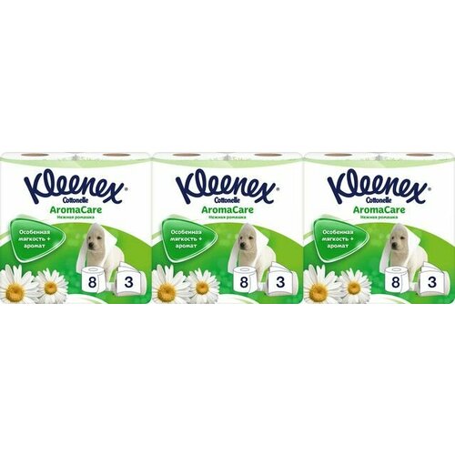 kleenex туалетная бумага нежная ромашка 3 сл 4 рул 1 уп Kleenex туалетная бумага 3-х слойная, с ароматизатором нежная ромашка, new design, 4 шт - 3 уп.