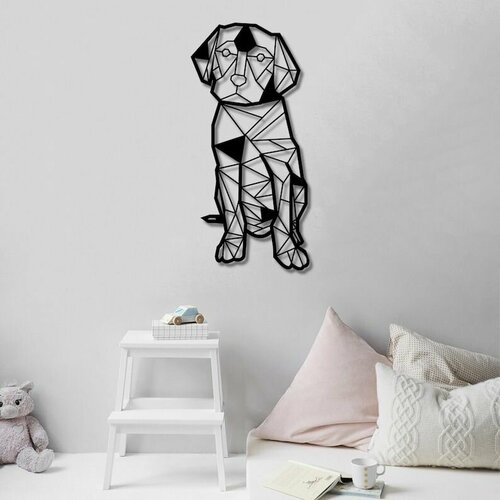 Декоративное панно деревянное, Пёс (черный цвет)