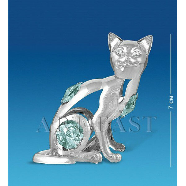Фигурка "Кошка" серебристая с цветными кристаллами AR-3746/7 Crystal Temptations 601859