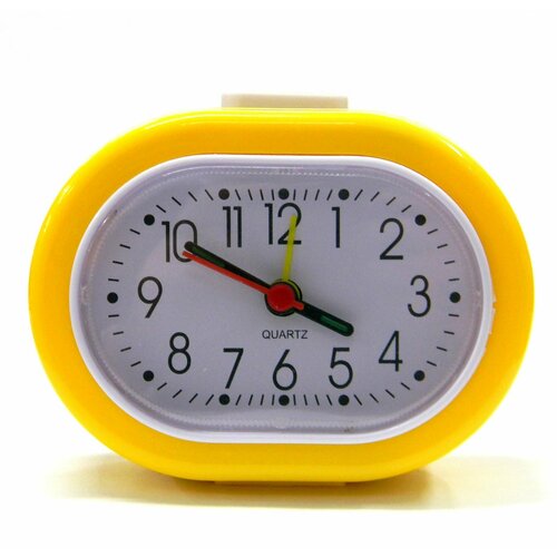 Будильник настольный кварцевый, на батарейках, с подсветкой, бесшумный, не тикающий механизм
