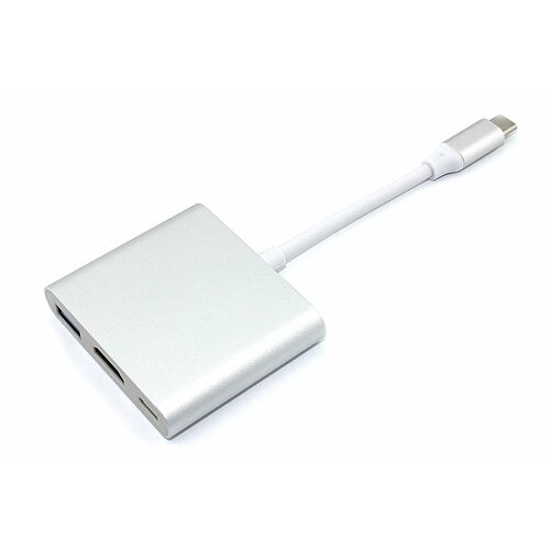 Адаптер Type-C на USB, HDMI 4K Type-С для MacBook серебро адаптер type c на usb hdmi 4k type с для ноутбука apple macbook серый