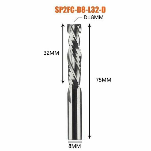 Dreanique компрессионная фреза по дереву для чпу (6х22х50х6 Z2) SP2FC-D6.0-L22 39698