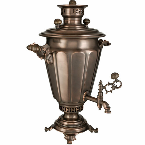 Самовар антикварный на дровах 4 литра формы «Рюмка гранная» В. Баташева, травление по меди