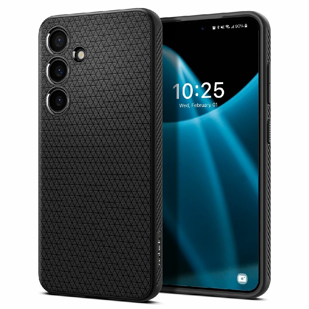 Чехол Spigen на Samsung Galaxy S24 (ACS07347) Liquid Air / Спиген чехол для Галакси С24 накладка, противоударный, с защитой камеры, черный