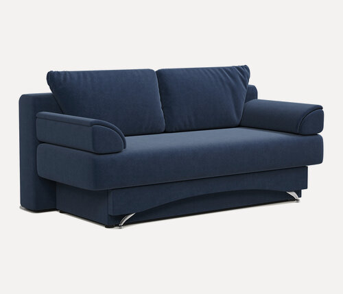 Изображение товара Диван еврокнижка Евро 150х190 см, кровать, прямой, раскладной, велюр Ультра миднайт