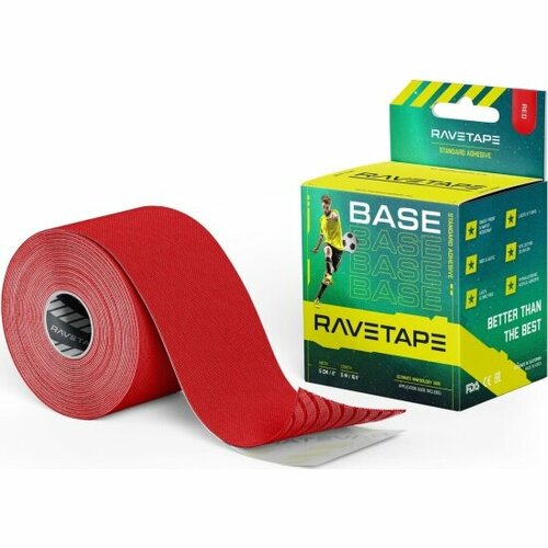 Кинезиотейп Ravetape BASE 5X5 — Красный (RED)
