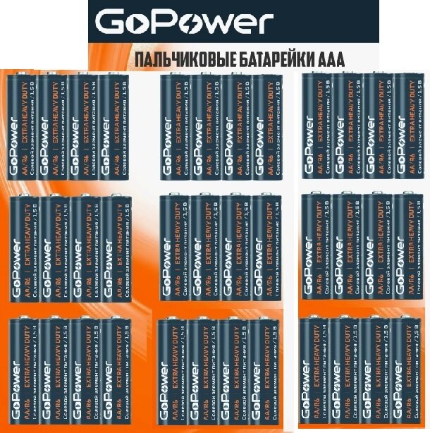 Батарейки GoPower LR03 AAA 1,5V 40 шт мизинчиковые